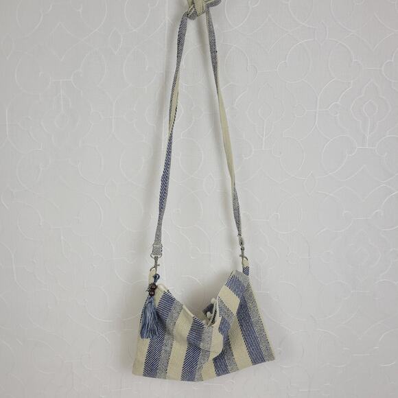 Womens Bag One Size Blue Woven Striped Bohemian Style Crossbody - Picture 5 of 9